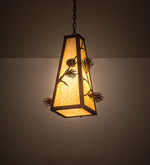 Meyda Lighting Lone Pine 19" Rust Pendant Light With Beige Shade Glass