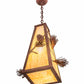 Meyda Lighting Lone Pine 19" Rust Pendant Light With Beige Shade Glass