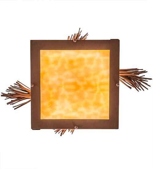 Meyda Lighting Lone Pine 19" Rust Pendant Light With Beige Shade Glass
