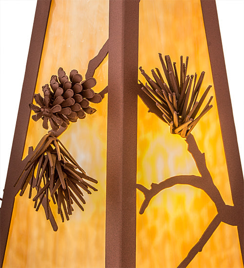 Meyda Lighting Lone Pine 19" Rust Pendant Light With Beige Shade Glass