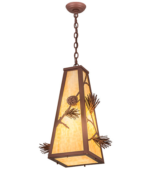 Meyda Lighting Lone Pine 19" Rust Pendant Light With Beige Shade Glass