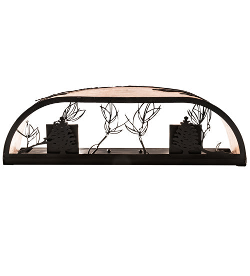 Meyda Lighting Lone Pine 20" 2-Light Textured Black Wall Sconce With Silver Mica Shade Glass