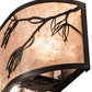 Meyda Lighting Lone Pine 20" 2-Light Textured Black Wall Sconce With Silver Mica Shade Glass