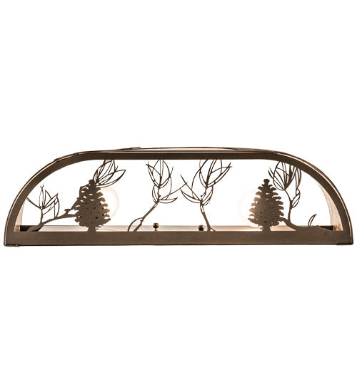 Meyda Lighting Lone Pine 20" 2-Light Tyler Bronze Vanity Light With Silver Mica Shade Glass