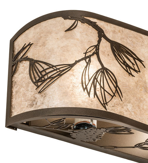 Meyda Lighting Lone Pine 20" 2-Light Tyler Bronze Vanity Light With Silver Mica Shade Glass