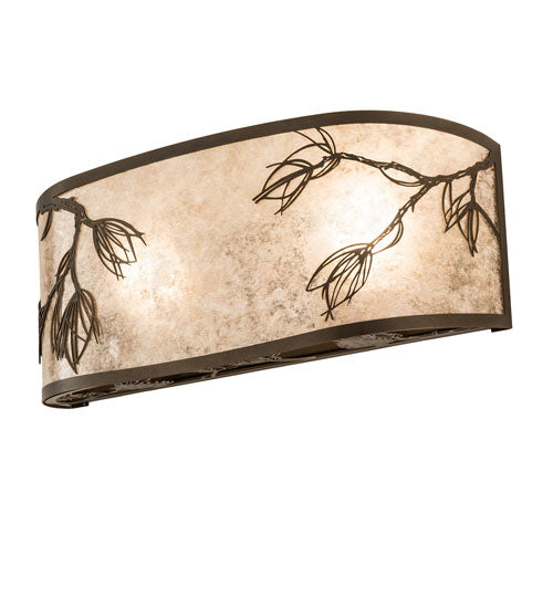 Meyda Lighting Lone Pine 20" 2-Light Tyler Bronze Vanity Light With Silver Mica Shade Glass