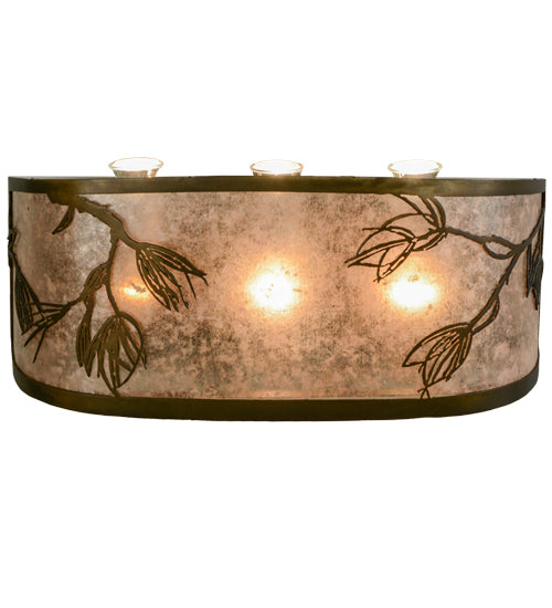 Meyda Lighting Lone Pine 20" 3-Light Antique Copper Vanity Light With Silver Mica Shade Glass