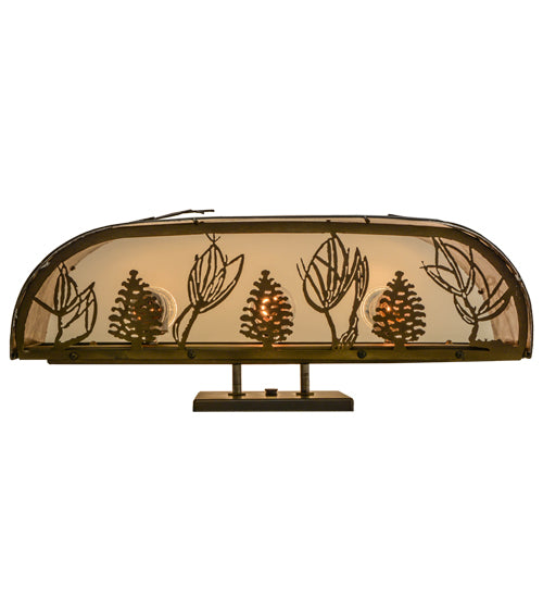 Meyda Lighting Lone Pine 20" 3-Light Antique Copper Vanity Light With Silver Mica Shade Glass