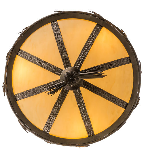 Meyda Lighting Lone Pine 20" 6-Light Antique Copper Semi-flush Mount Ceiling Light With Beige Tawnyrock Idalight Shade
