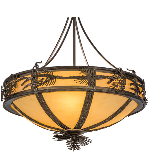 Meyda Lighting Lone Pine 20" 6-Light Antique Copper Semi-flush Mount Ceiling Light With Beige Tawnyrock Idalight Shade