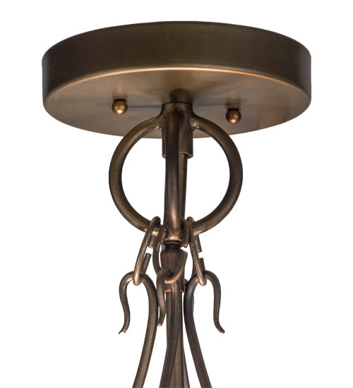 Meyda Lighting Lone Pine 20" 6-Light Antique Copper Semi-flush Mount Ceiling Light With Beige Tawnyrock Idalight Shade