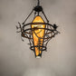 Meyda Lighting Lone Pine 36" 3-Light Black Cracked Ice Pendant Light With Ambra Sienna Idalight Shade