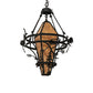 Meyda Lighting Lone Pine 36" 3-Light Black Cracked Ice Pendant Light With Ambra Sienna Idalight Shade
