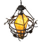 Meyda Lighting Lone Pine 36" 3-Light Black Cracked Ice Pendant Light With Ambra Sienna Idalight Shade