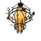 Meyda Lighting Lone Pine 36" 3-Light Black Cracked Ice Pendant Light With Ambra Sienna Idalight Shade