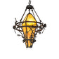 Meyda Lighting Lone Pine 36" 3-Light Black Cracked Ice Pendant Light With Ambra Sienna Idalight Shade