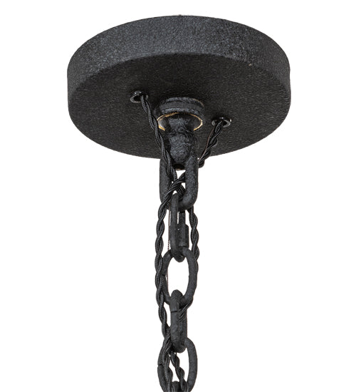 Meyda Lighting Lone Pine 36" 4-Light Black Cracked Ice Pendant Light With Ambra Sienna Shade