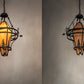 Meyda Lighting Lone Pine 36" 4-Light Black Cracked Ice Pendant Light With Ambra Sienna Shade