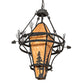 Meyda Lighting Lone Pine 36" 4-Light Black Cracked Ice Pendant Light With Ambra Sienna Shade