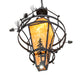 Meyda Lighting Lone Pine 36" 4-Light Black Cracked Ice Pendant Light With Ambra Sienna Shade