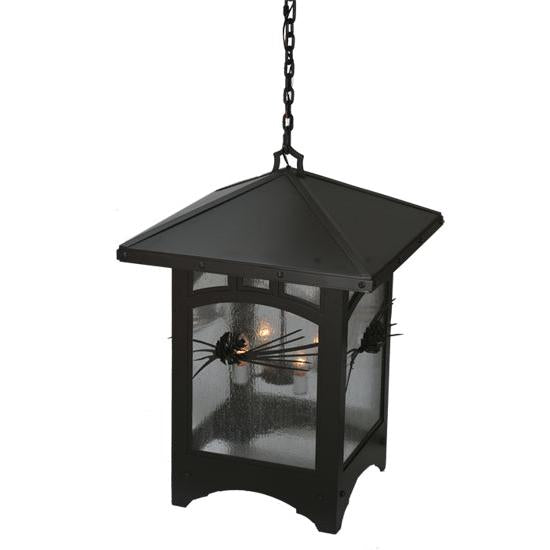 Meyda Lighting Lone Pine 37" 4-Light Timeless Bronze Pendant Light With Clear Seeded Shade Glass