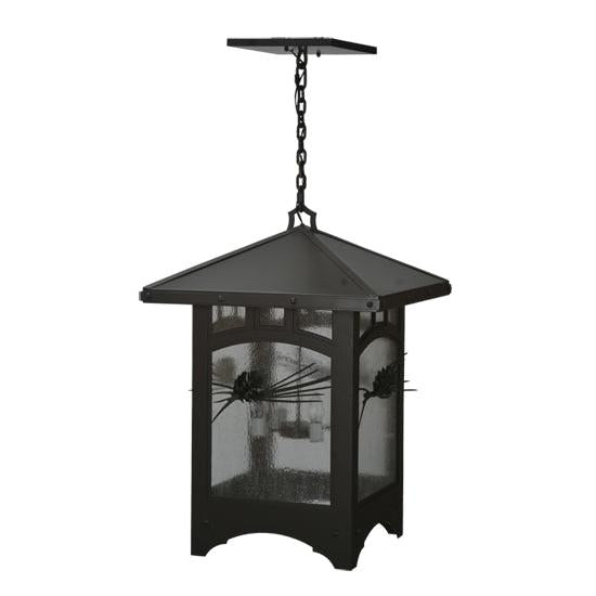 Meyda Lighting Lone Pine 37" 4-Light Timeless Bronze Pendant Light With Clear Seeded Shade Glass