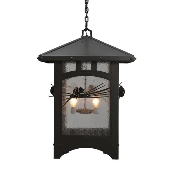 Meyda Lighting Lone Pine 37" 4-Light Timeless Bronze Pendant Light With Clear Seeded Shade Glass