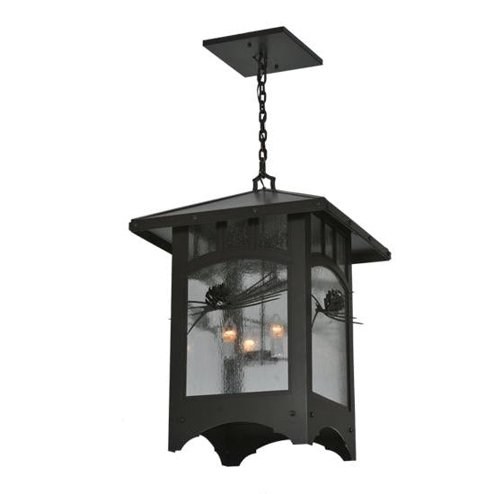 Meyda Lighting Lone Pine 37" 4-Light Timeless Bronze Pendant Light With Clear Seeded Shade Glass
