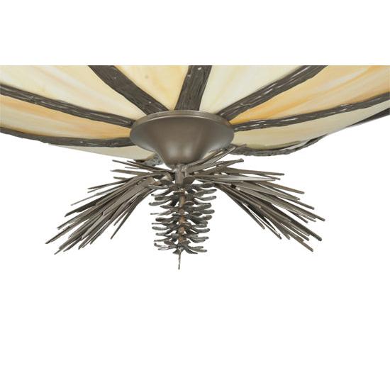 Meyda Lighting Lone Pine 37" 8-Light Timeless Bronze Inverted Pendant Light With Beige Shade Glass