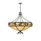 Meyda Lighting Lone Pine 37" 8-Light Timeless Bronze Inverted Pendant Light With Beige Shade Glass
