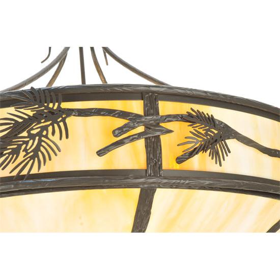 Meyda Lighting Lone Pine 37" 8-Light Timeless Bronze Inverted Pendant Light With Beige Shade Glass