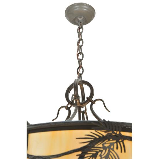 Meyda Lighting Lone Pine 37" 8-Light Timeless Bronze Inverted Pendant Light With Beige Shade Glass