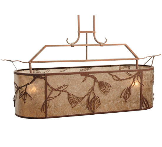 Meyda Lighting Lone Pine 44" 2-Light Cafe-Noir Island Inverted Pendant Light With Silver Mica Shade Glass