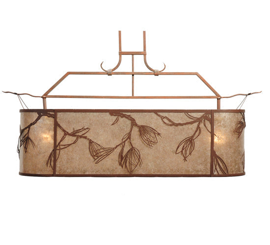 Meyda Lighting Lone Pine 44" 2-Light Cafe-Noir Island Inverted Pendant Light With Silver Mica Shade Glass