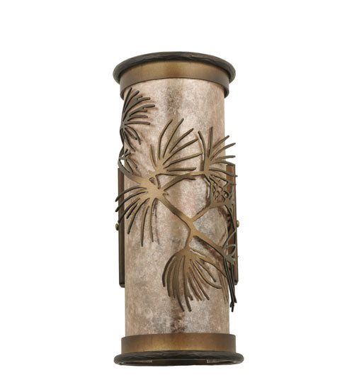Meyda Lighting Lone Pine 5" 2-Light Antique Copper Wall Sconce With Silver Mica Shade Glass