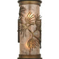 Meyda Lighting Lone Pine 5" 2-Light Antique Copper Wall Sconce With Silver Mica Shade Glass