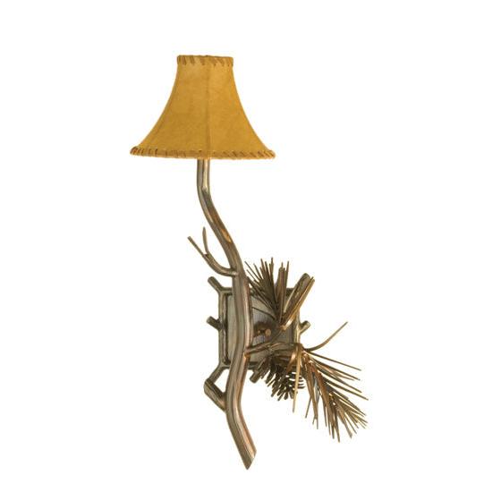 Meyda Lighting Lone Pine 9" Antique Copper Wall Sconce With Beige Fabric Shade