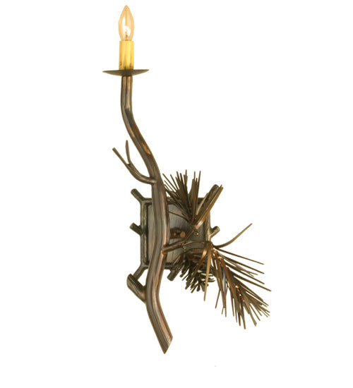 Meyda Lighting Lone Pine 9" Antique Copper Wall Sconce With Ivory Faux Candlelight