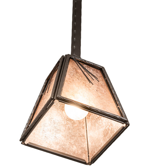 Meyda Lighting Lone Pine Needle 11" Timeless Bronze Pendant Light With Silver Mica Shade Glass
