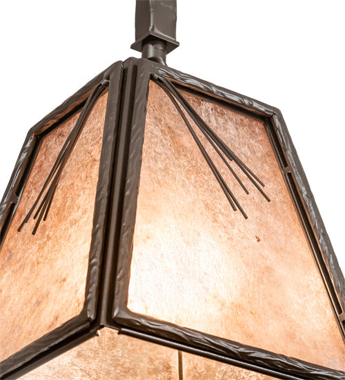 Meyda Lighting Lone Pine Needle 11" Timeless Bronze Pendant Light With Silver Mica Shade Glass