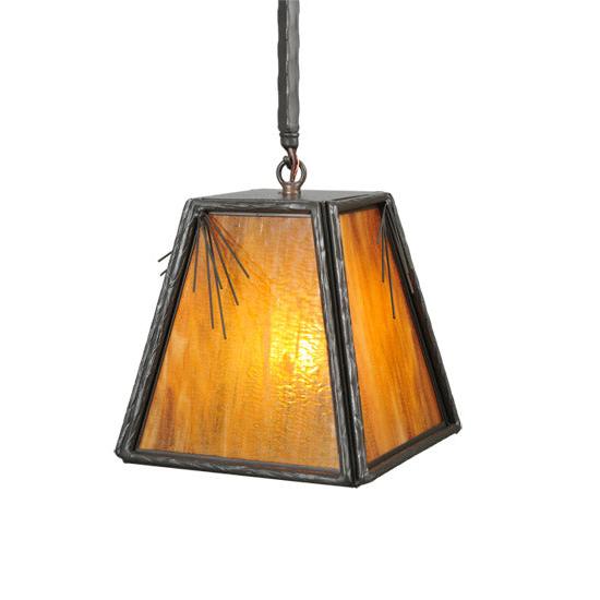 Meyda Lighting Lone Pine Needle 12" Timeless Bronze Pendant Light With Honey Art Shade Glass