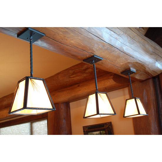 Meyda Lighting Lone Pine Needle 12" Timeless Bronze Pendant Light With Honey Art Shade Glass