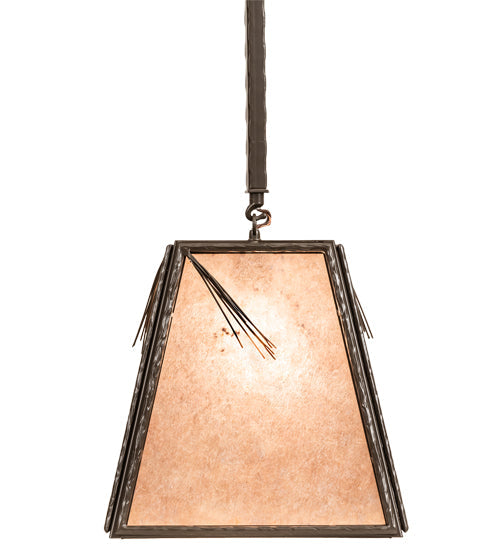 Meyda Lighting Lone Pine Needle 17" Timeless Bronze Pendant Light With Silver Mica Shade Glass