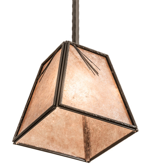 Meyda Lighting Lone Pine Needle 17" Timeless Bronze Pendant Light With Silver Mica Shade Glass