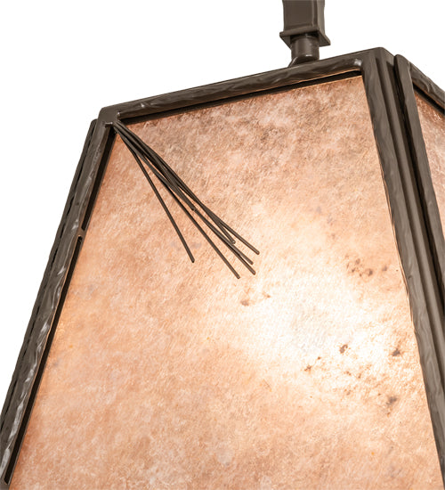 Meyda Lighting Lone Pine Needle 17" Timeless Bronze Pendant Light With Silver Mica Shade Glass