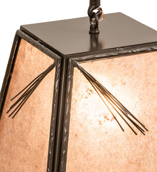 Meyda Lighting Lone Pine Needle 17" Timeless Bronze Pendant Light With Silver Mica Shade Glass