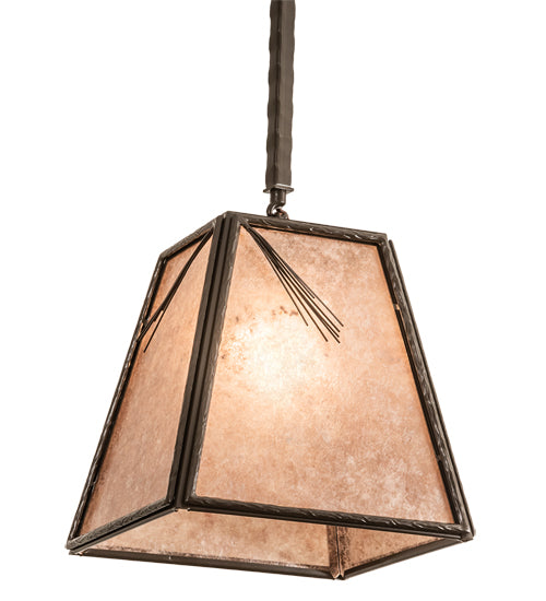 Meyda Lighting Lone Pine Needle 17" Timeless Bronze Pendant Light With Silver Mica Shade Glass
