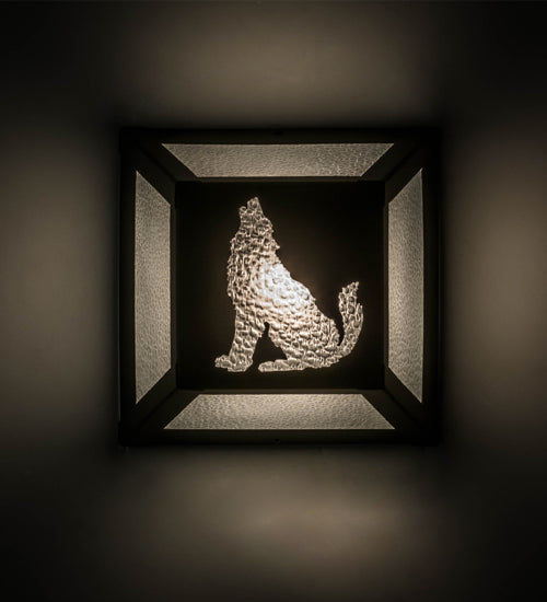 Meyda Lighting Lone Wolf 10" Black Wall Sconce With Clear Seeded Shade Glass
