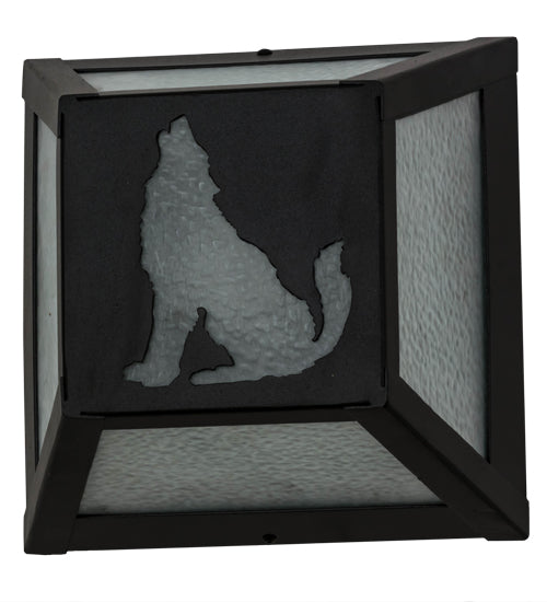 Meyda Lighting Lone Wolf 10" Black Wall Sconce With Clear Seeded Shade Glass