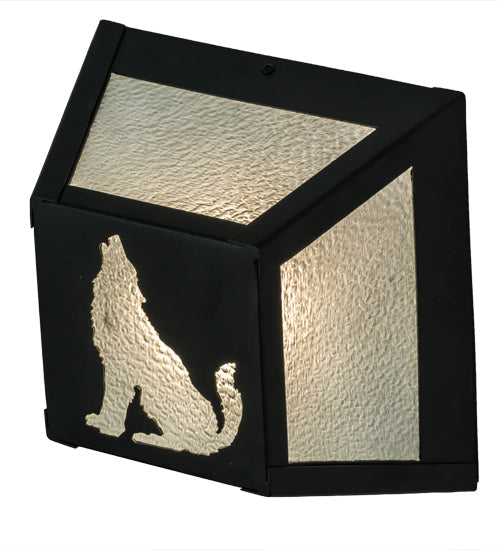 Meyda Lighting Lone Wolf 10" Black Wall Sconce With Clear Seeded Shade Glass